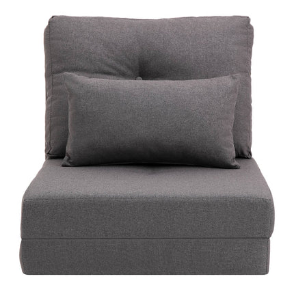Fauteuil de sol 2 en 1 pliable avec dossier réglable, canapé de sol avec coussins décoratifs, lin, coussin de siège de sol