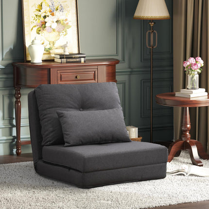 Fauteuil de sol 2 en 1 pliable avec dossier réglable, canapé de sol avec coussins décoratifs, lin, coussin de siège de sol