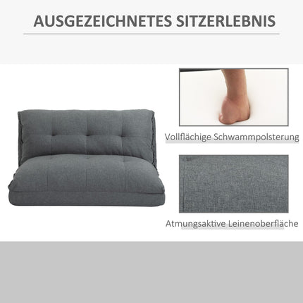 Adjustable gray floor chair - 13-position sofa bed, linen