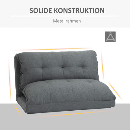 Adjustable gray floor chair - 13-position sofa bed, linen