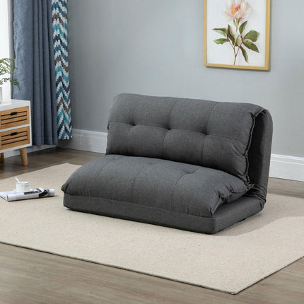 Adjustable gray floor chair - 13-position sofa bed, linen