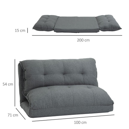 Adjustable gray floor chair - 13-position sofa bed, linen