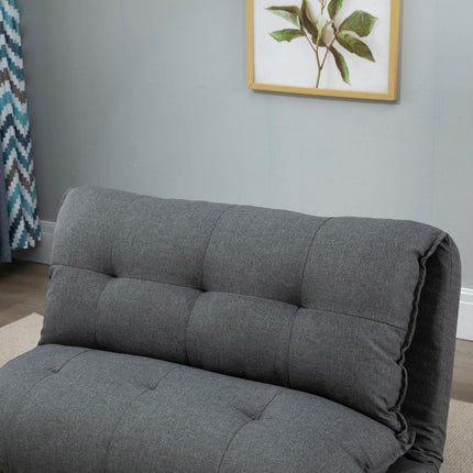 Adjustable gray floor chair - 13-position sofa bed, linen