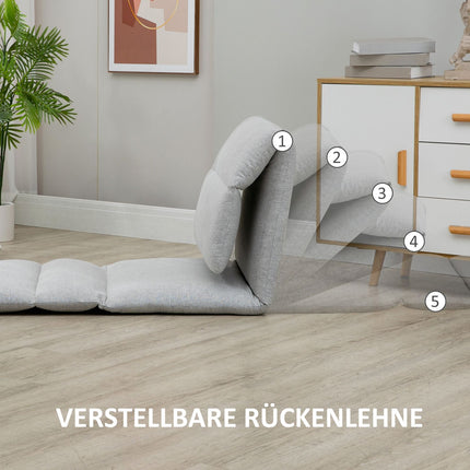 Adjustable floor chair with backrest in 5 levels