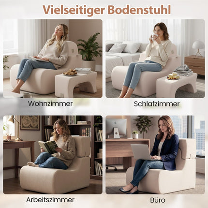 Bodenstuhl für Erwachsene, abnehmbare Kopfstütze, waschbarer Bezug