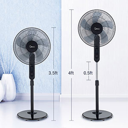 Podlahový ventilátor, 3 rychlosti a dálkové ovládání, černý