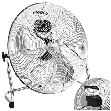 Floor Fan 50 cm 130 W with 3 Speeds and Metal Body, Aluminium Blades