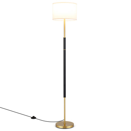 Stehlampe 165 cm, Leinen-Schirm, E27, Fußschalter