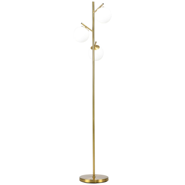 Floor lamp with E27 base, 3 glass shades, 169 cm