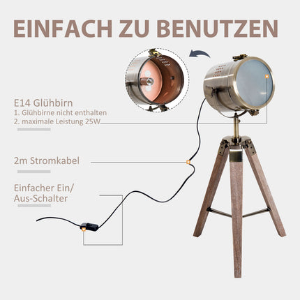 Stand floor lamp, stainless steel, E14, 33x33x65cm
