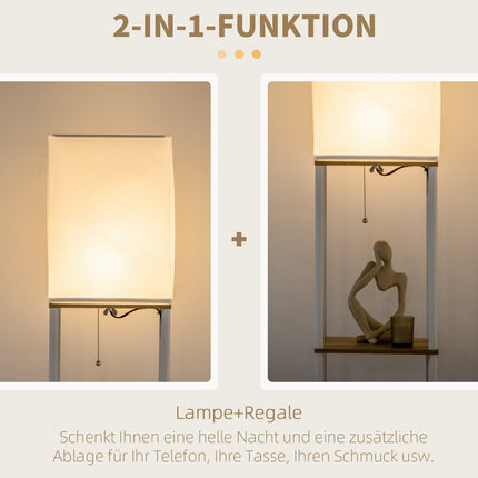 Weiße Stehleuchte mit Stoffschirm, E27 Fassung, 40W