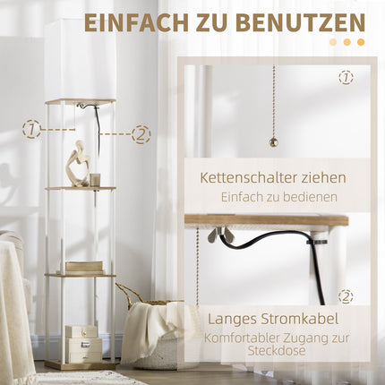 Weiße Stehleuchte mit Stoffschirm, E27 Fassung, 40W
