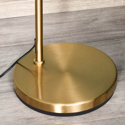 Gold-weiße Stehlampe, E27-Fassung – Stahl und Leinen, 153 cm