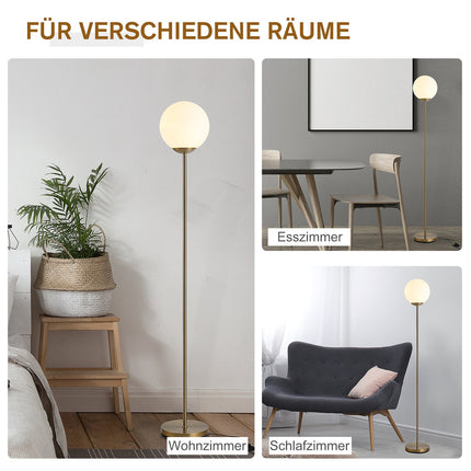 Goldfarbene Stehleuchte aus Metall mit Glas – 25x25x171cm