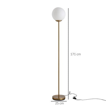 Goldfarbene Stehleuchte aus Metall mit Glas – 25x25x171cm