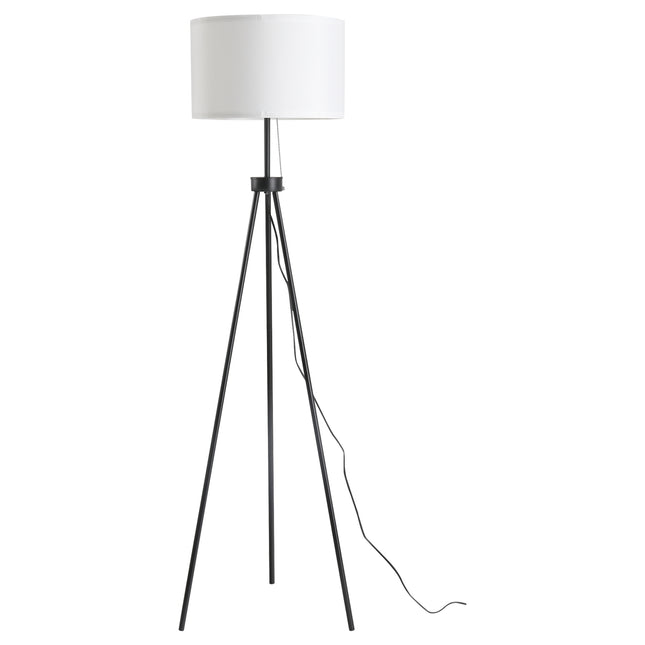Moderne schwarz-weiße Stehlampe E27, Stahl und Polyester