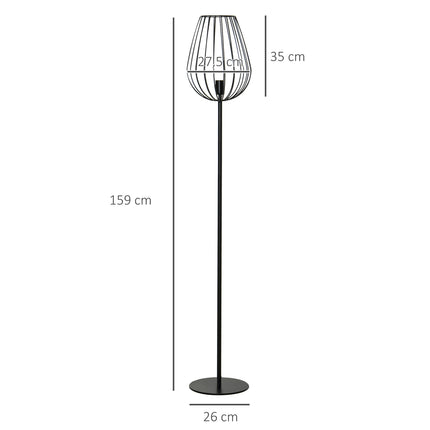 Industriální retro stojací lampa, kovové síťované stínidlo, 27.5x159cm