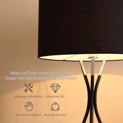 Stand floor lamp, elegant 40W, fabric shade, metal base