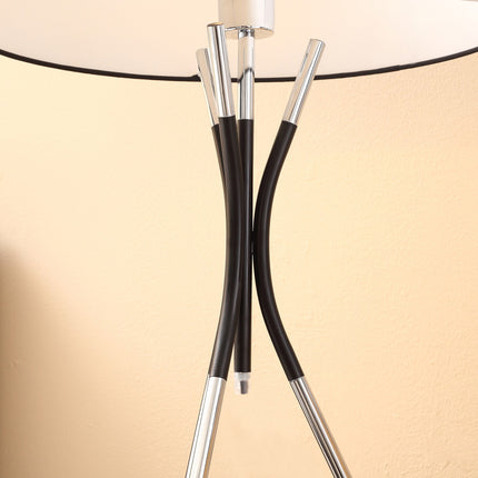 Stand floor lamp, elegant 40W, fabric shade, metal base