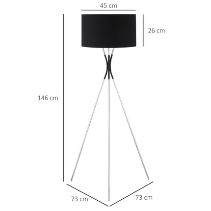 Stand floor lamp, elegant 40W, fabric shade, metal base