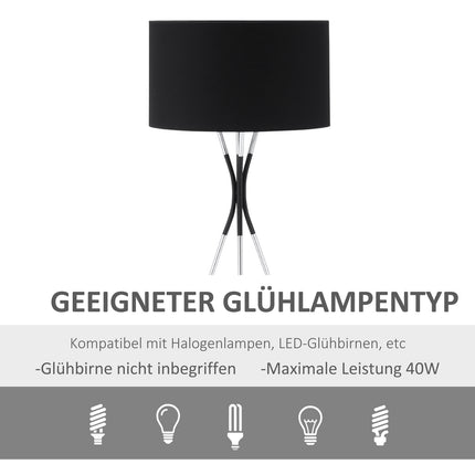 Stand floor lamp, elegant 40W, fabric shade, metal base
