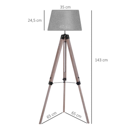 Höhenverstellbare Stehleuchte, Holz & Leinen, skandinavisches Design