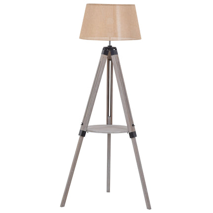 Verstellbare Vintage-Stehleuchte mit Ablage, Stahl & Baumwolle