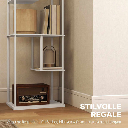 Stehlampe mit Regalen, dimmbare Fernbedienung, Weiß