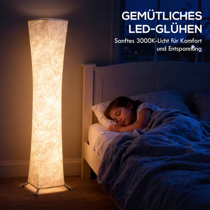 Floor Lamp with Paper Shade, Foot Switch, 3 Brightness Levels