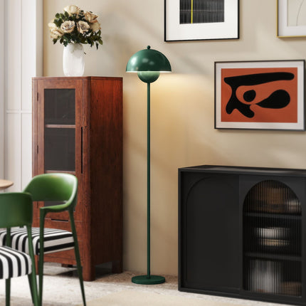Floor Lamp with Round Shade, Foot Switch, Long Cable, Green