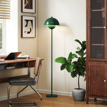 Floor Lamp with Round Shade, Foot Switch, Long Cable, Green