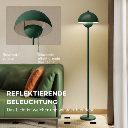Floor Lamp with Round Shade, Foot Switch, Long Cable, Green