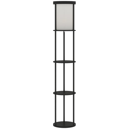 Floor Lamp with Shelves, Remote Control, Adjustable Light, Black