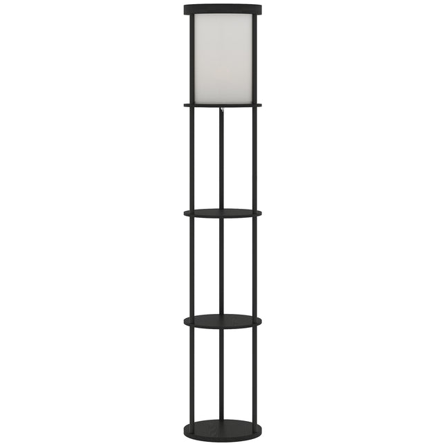 Stehlampe mit Ablagen, Fernbedienung, dimmbares Licht, Schwarz