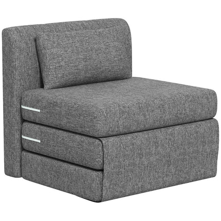 Schlafsofa und Bodenstuhl, 240 kg Belastbarkeit, graues Leinen