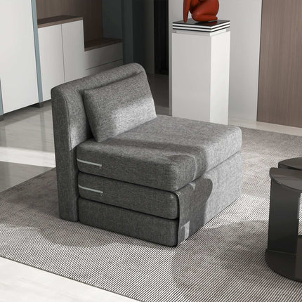 Schlafsofa und Bodenstuhl, 240 kg Belastbarkeit, graues Leinen