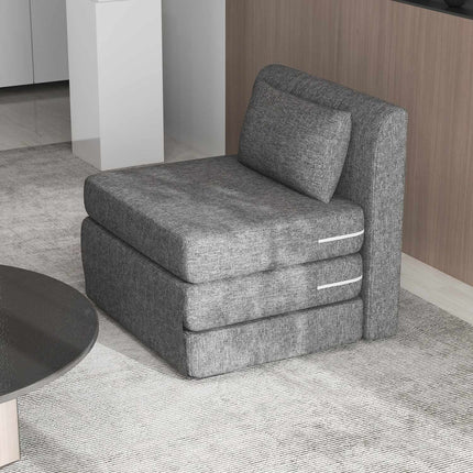Schlafsofa und Bodenstuhl, 240 kg Belastbarkeit, graues Leinen