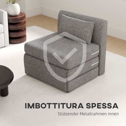 Schlafsofa und Bodenstuhl, 240 kg Belastbarkeit, graues Leinen