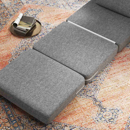 Schlafsofa und Bodenstuhl, 240 kg Belastbarkeit, graues Leinen