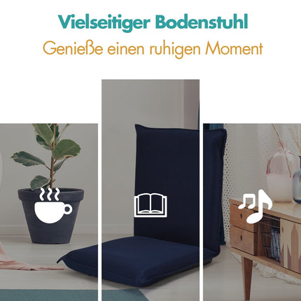 Bodenstuhl Bodenstuhl Bodensofa verstellbarer Gaming-Stuhl bequeme Rückenlehne Marineblau