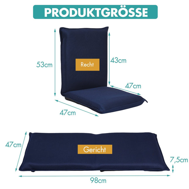 Bodenstuhl Bodenstuhl Bodensofa verstellbarer Gaming-Stuhl bequeme Rückenlehne Marineblau