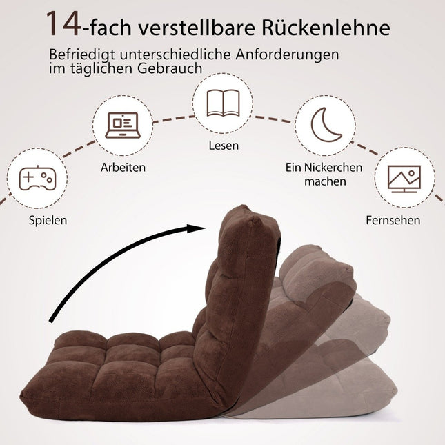 Bodenstuhl mit Rückenlehne Liegestuhl aus Korallensamt 105 x 56 x 15 cm braun