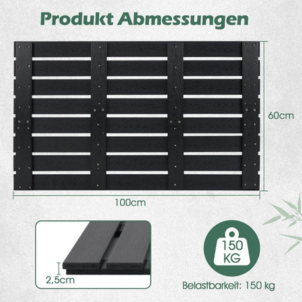 Bodenelement für Solardusche WPC Bodenplatte für Gartendusche 100 x 60 x 2,5 cm schwarz