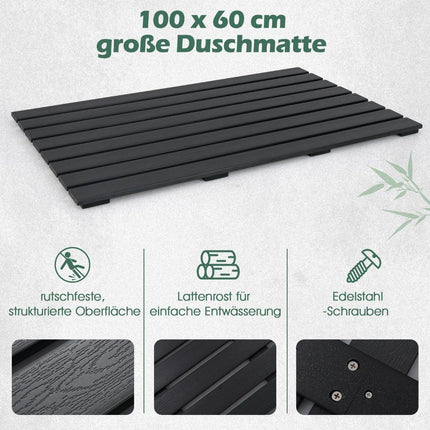 Bodenelement für Solardusche WPC Bodenplatte für Gartendusche 100 x 60 x 2,5 cm schwarz
