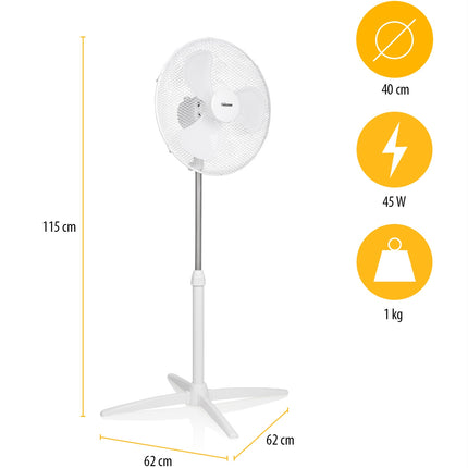 Podlahový ventilátor 23cm, nastavitelná výška 85-115 cm