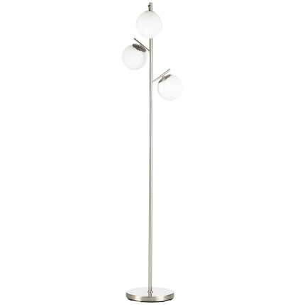 Stehleuchte 40W E27, Silber & Weiß, 169 cm, 3 Glasschirme
