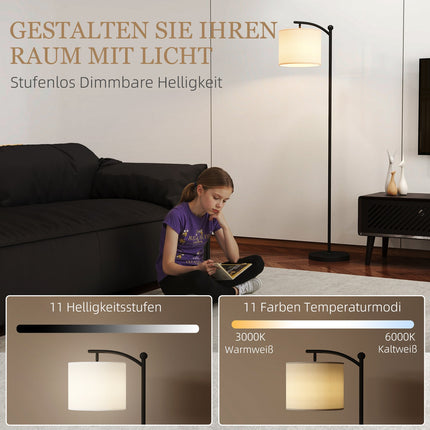 Stehleuchte mit Fernbedienung, einstellbarer Helligkeit und Farbe, Schwarz