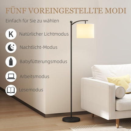 Stehleuchte mit Fernbedienung, einstellbarer Helligkeit und Farbe, Schwarz