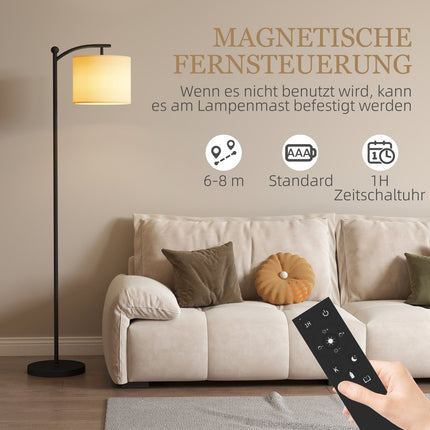 Stehleuchte mit Fernbedienung, einstellbarer Helligkeit und Farbe, Schwarz