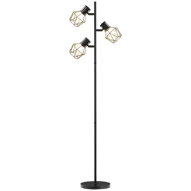 Floor lamp with 3 adjustable heads, 169 cm black metal